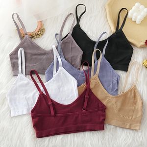 Women Tank Crop Top Seamless Inferwele Female Tops Sexy Lingerie Intimate Wire Free Brassere Sleeveless Camisole 240509