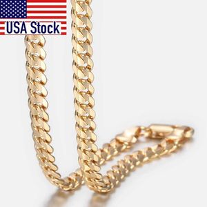 Ketten TrendsMax Mens Cuban Link Chain Halskette Gold Farbkette Halskette Geschenk für Männer HipHop Großhandel Schmuck 4,5 mm 50 cm 60 cm GN438 D240509