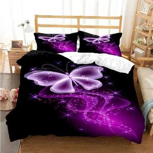Conjuntos de cama de cama de borboleta colorida Down Duvet Capa de roupa de cama confortável com travesseiros adequados para meninas solteiras e duplas rainhas 3pcs em tamanho real j240507