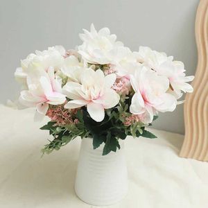 Decorative Flowers Wreaths White Orchids Artificial Flowers Home Table Wedding Festival Decor Lotus Tea Rose Bouquet Bride DIY Wreath Fake Flower Wholesale