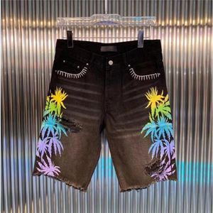 mens short fashion straight holes denim jeans casual Shorts black blue summer Men hip hop pants DW70826452906