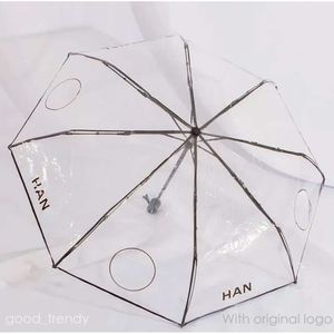 Designer Regenschirme transparente Regenschirme weibliche Buchstabenmuster Falten Vollautomatische Regenschirm Damen Mode Golf Regenschirm 439