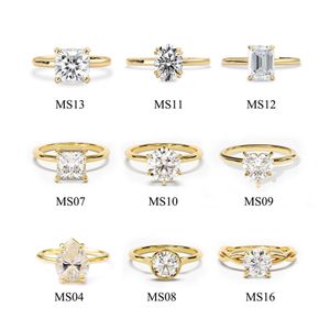 GRA Certificada Jóia Moissanita Solitaire Diamond Wedding Ring 18K Gold Bated Emerald Cut 3ct Moissanite Ring