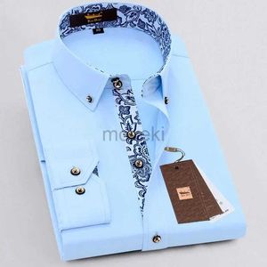 Мужские платья рубашки классические хлопковые повседневные рубашки мужская рубашка с длинным рукавом для делового синего белого фарфора.