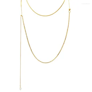 Цепи 62 дюйма регулируемое цепное ожерелье Женщины Золотое цвет нержавеющая сталь.