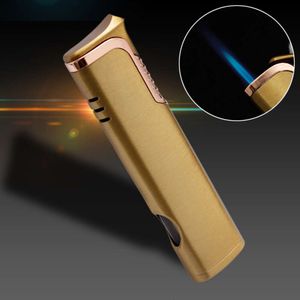 ZB Long Metal Gas Metal não preenchido Chama de jato à prova de vento personalizada Visual Window Cigarette Cigarte mais leve atacado