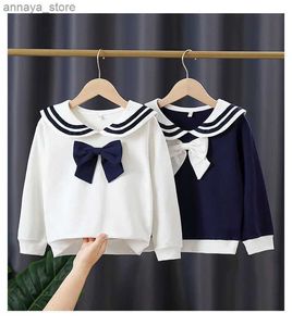 Pullover Womens Sports Shirt Cotton Warm Dragded Top 2024 New Childrens Long Sleeved School T-shirt Childrens Casual Clothll2405