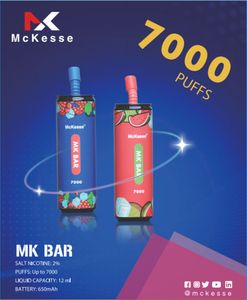 24hr 배송 v Ape McKesse MK Bar 7000 일회용 E 담배 8 맛 1.2 Ohm 충전 가능 0% 2% 3% 5%