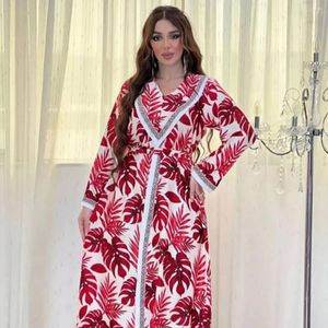 Abbigliamento etnico 2024 Stampa abito di moda musulmana Donne Eid Hijab Abaya Kimono Khimar Long Dresses Kaftan Ramadan Jilbab Robe Islam