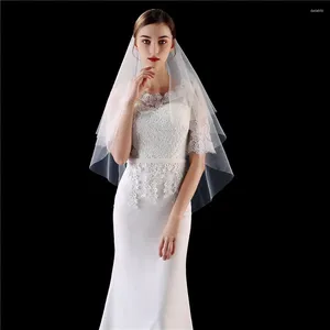 Bridal Véils por atacado Duas camadas Bride White Ivory Cut Edge Casamento curto Velo de Novia 2024