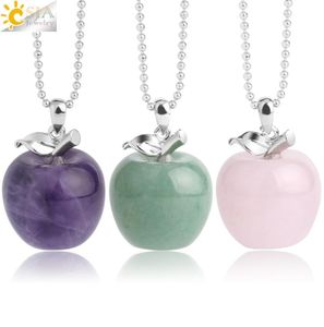 CSJA Suspension Apple Natural Stone Pendant Crystal Pendants Quartz Bead Halsband Fashion Jewelry for Female Women Gift G046 A3284192