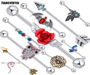 Schmuck Industrial Langhantel Bar Stahlohr Helix Piercing Lage 14G Tragus Ohrring 20pcs259Z7077844