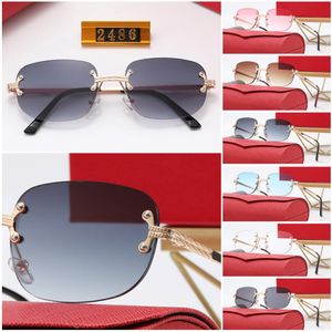 Rimless Fame Solglasögon Fashion Men and Women Oval Business Casual Style Form Sunnies Black Framed SPECTACLES CLASSIC Simple Brand Des 235T