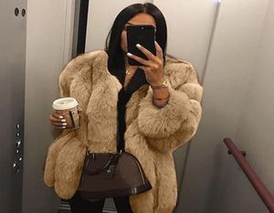 Ladies Faux Fur Płaszcze Winterjacket Kobiety plus rozmiar krótki płaszcz ciepły futrzany długi rękaw wierzchnia 9863828