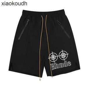 Rhude High end designer shorts for trendy fashion quasi heart printed mens loose casual drawstring sports shorts With 1:1 original labels