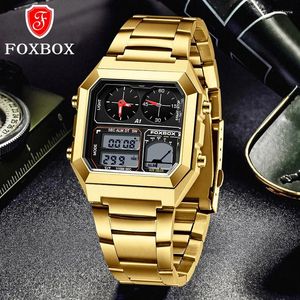 Armbandsur Lige Square Top Luxury Business Electronic Men's Watches Rostlöst mode Casual Sport Watch Dual Time Waterproof Digital