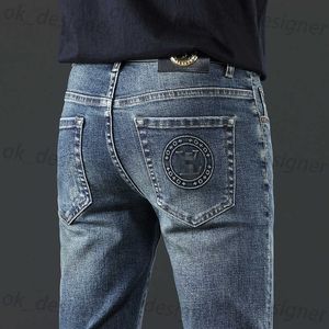 Men's Jeans designer Autumn Fashion Jeans Men's Slim-fit pants Slim Fit Thick Embroidered Grey Pants J63FU52
