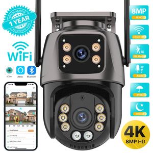 4K 8MP HD Wifi PTZ Camera Outdoor 4MP Dual Lens Dual Screen AI Auto Tracking IP Camera CCTV Audio Video Surveillance P2P iCSee 240422