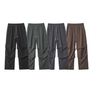 Men's urban outdoor shuttle cargo pants men pure cotton solid color casual summer wide leg straight leg paratrooper pants men