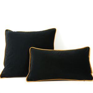 Marrom amarelo borda de veludo preto almofada de almofada de capa de cadeira de cadeira capa de travesseiro sem decoração de casa sem preenchimento 2381