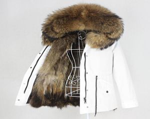 OfTBUY 2020 Waterproof Parka Real päls Natural Raccoon päls krage Huva vinterjacka Kvinnor varm ytterkläder avtagbar New7317809