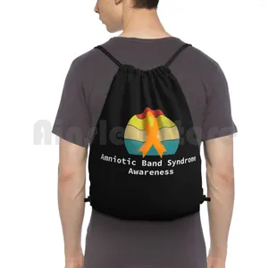 Backpack Amniotic Band Awareness Vintage Orange Ribbon Drawstring Bag Riding Climbing Gym