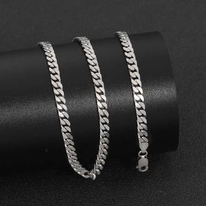 Chains HOYON 100% S925 Pure Silver Cuban Chain Mens Chopin Link Chain Necklace 4mm Flat Punk Hip Hop Jewelry 20-26inch d240509