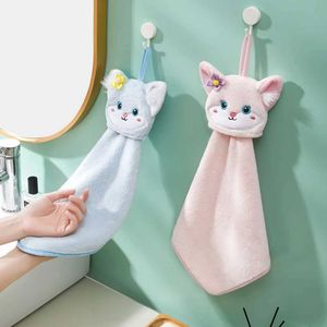 Towels Robes Cartoon Fox Hanging Hand Towel Soft Coral Kitchen Towel Cute Kids Child baby Quick Dry Bathing Towel Cloth Bathroom Accessories