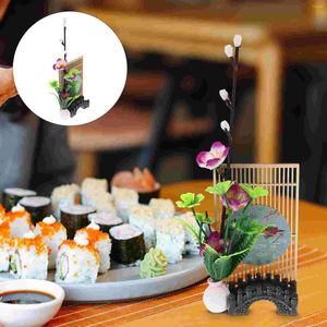 Teller Japanische Sushi -Tablett Blumenungen Künstliche Blumen Sashimi Teller Serving Ornamente Desktop Pflanze Pflaumenblüte