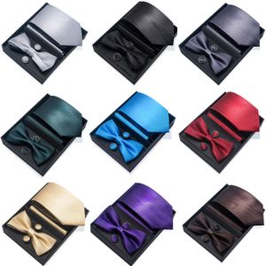 63 Styles Tie Handkerchief Cufflink Bowtie Set With Box Gift For Men Necktie Holiday Suit Paisley Print Wedding Office Accessori 240111