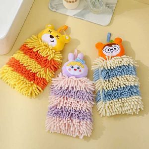 Towels Robes Chenille Soft Hanging Hand Towels Funny Cartoon Animal Kids Hand Towel Set Drying Puff Absorbent Microfiber Washcloths