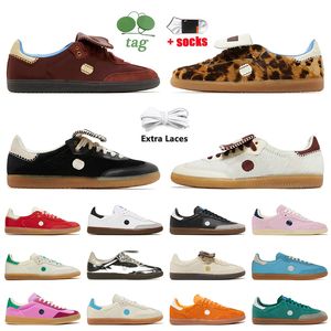 Top Quality Wales Bonner Casual Designer Shoes Leopard Nylon Brown Spezial Sporty Rich Pink Velvet Loafers Sneakers Women Mens Cloud White Black Gum Vegan Trainers