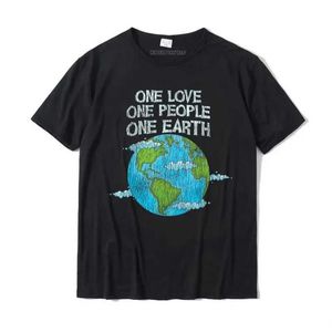 メンズTシャツヴィンテージワンラブワンズプラネット気候変動アースデイTシャツセット高品質のコットンメンズトップY240509