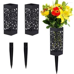 Vaser 2/4st Cemetery Vase med support Stake Plast Floral Holder For Gravestone Grave Yard Ground Outdoor Flower Marker Decor