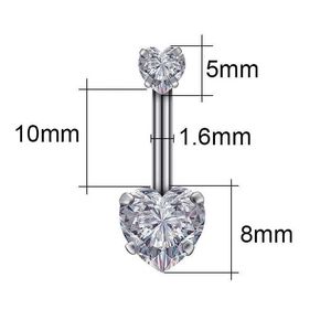 A7GZ -navelringar Zirkonkristall Belly -knappringar för kvinnor nombril ombligo navelring kirurgiskt stål skivstång hjärta runda kropp piercing smycken d240509