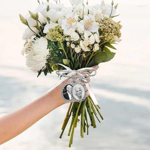 Broschen Hochzeit Bouquet Po Charm DIY Pin machen Spitzenrahmen ovale Glasstifte mit Anhänger
