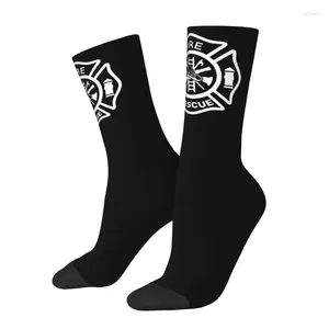 Men's Socks Cute Firefighter Fire Rescue Men Women Warm 3D Printing Fireman Basketball Sports