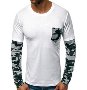 Moda Men, camiseta casual slim camuflagem masculina camisetas de mola outumn retchwork de manga longa camiseta top81349849570268