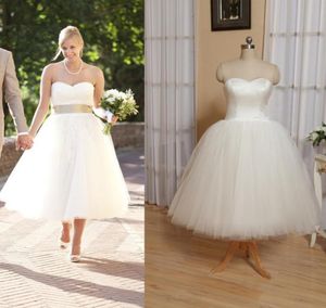 Short Wedding Dress Tulle Skirt Satin Bodice vintage Knee Length Wedding Dresses plus size wedding dresses RLL00016205632
