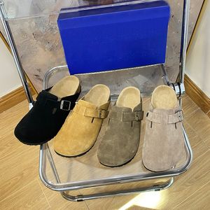 Tasarımcı Boston Clogs Sandalet Terlik Arizona Mayari Shearling Katırlar Cork Düz Moda Süet Sakın