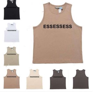 ESS MENS TANK TOP T SHIRT TREND Märke tredimensionell bokstäver Pure Cotton Lady Sports Casual Loose High Street ärmlös Vest Top EU Size S-XL High Quality 4354