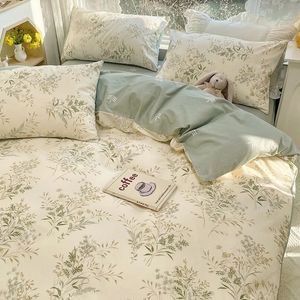 Стиль в стиле цветочный одеял, набор наборок с плоскими листами без наполнения двойные одиночные размеры для мальчиков для мальчиков постельное белье 240426