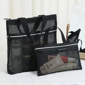 Aufbewahrungstaschen Organizer Hülle Quadratbeutel Waschbeutel Make -up Mesh Kosmetische Dusche Handtasche transparente Toilnee