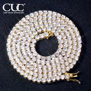 Guldfärg Tenniskedja 4mm 5mm 6mm One Row Zircon Necklace Link för män Kvinnor Hip Hop -smycken