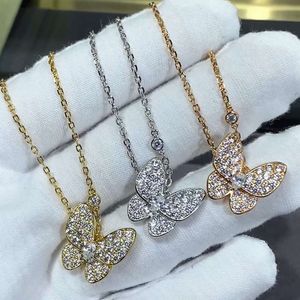 Classic Sterling Sier Zircon Butterfly Necklace Women's Temperament Fashion Brand Jewelry Party Gift