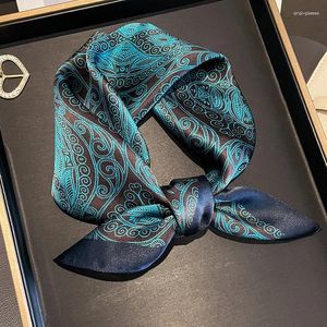 Scarves Pure Silk Scarf Neck Square Neckerchief Bandana Luxury Brand For Women Shawls And Wrap Office Hijabs Foulard Female