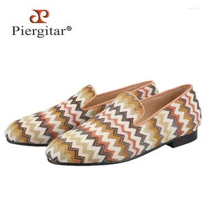 Casual Shoes Piergitar Winter Wear Multicolor Cotton Indiana National Style Men Moccasin For Party Handmade Loafers Plus Size Flats