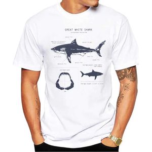 T-shirt maschile thub vintage manta ray strtwear Great white anatomy t-shirt da uomo grande martello maschio t uomo abbigliamento y240509