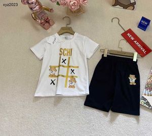 Mode baby spårdräkter sommar pojkar set barn designer kläder storlek 100-150 cm rutigt spelmönster tryckt t-shirt och shorts 24May