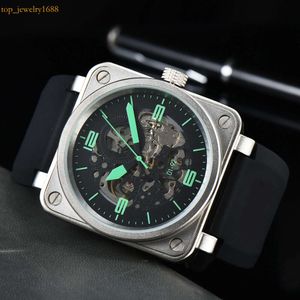 2023 Automatyczne mechaniczne dzwonki brązowe skórzane czarne gumowe zegarki Ross Zegarki na rękę Men Watch zegarek zegarek na rękę Wysokiej jakości B-02